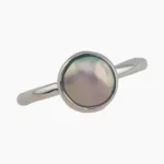 Ring with a natural abalone pearl from Mendocino, California, measuring 9mm. Set in sterling silver.