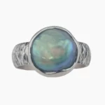 Ring with a natural 10mm abalone pearl from Mendocino, California, set in sterling silver.