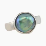 Ring with natural abalone pearl from Mendocino, California, measuring 12.5mm. Set in sterling silver.