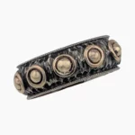 Ring made of sterling silver with five 18-karat yellow gold accents