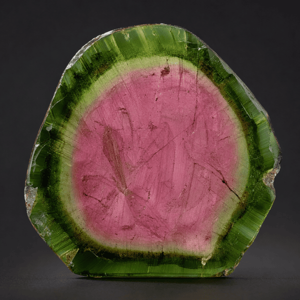 Watermelon tourmaline, pink center with a green rim