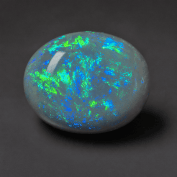 Semi-black opal with a gray body tone and bright color