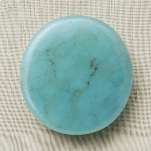 Peruvian blue opal cabochon with a solid milky sky-blue body and no play-of-color